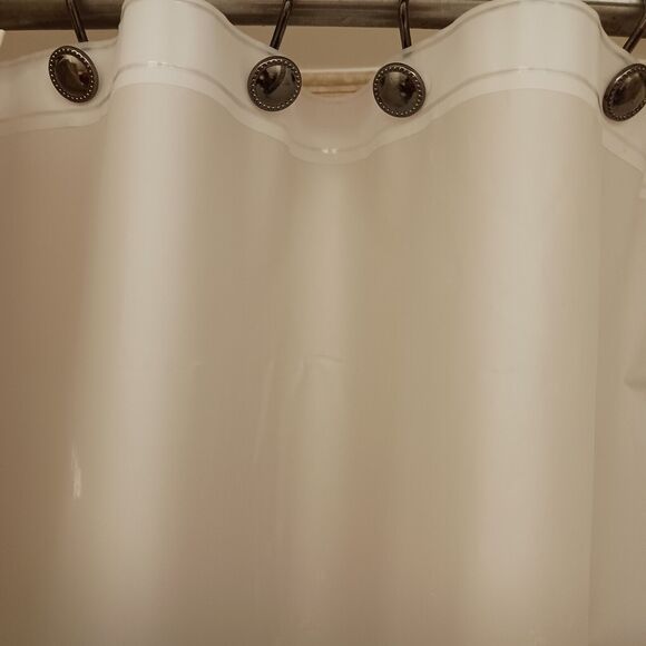 10 Shower Curtain Hooks LUXE Decor Button Style Polished Gunmetal Dark PRETTY! - Picture 11 of 14